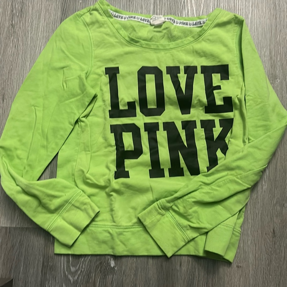 Pink Lime Green crew neck